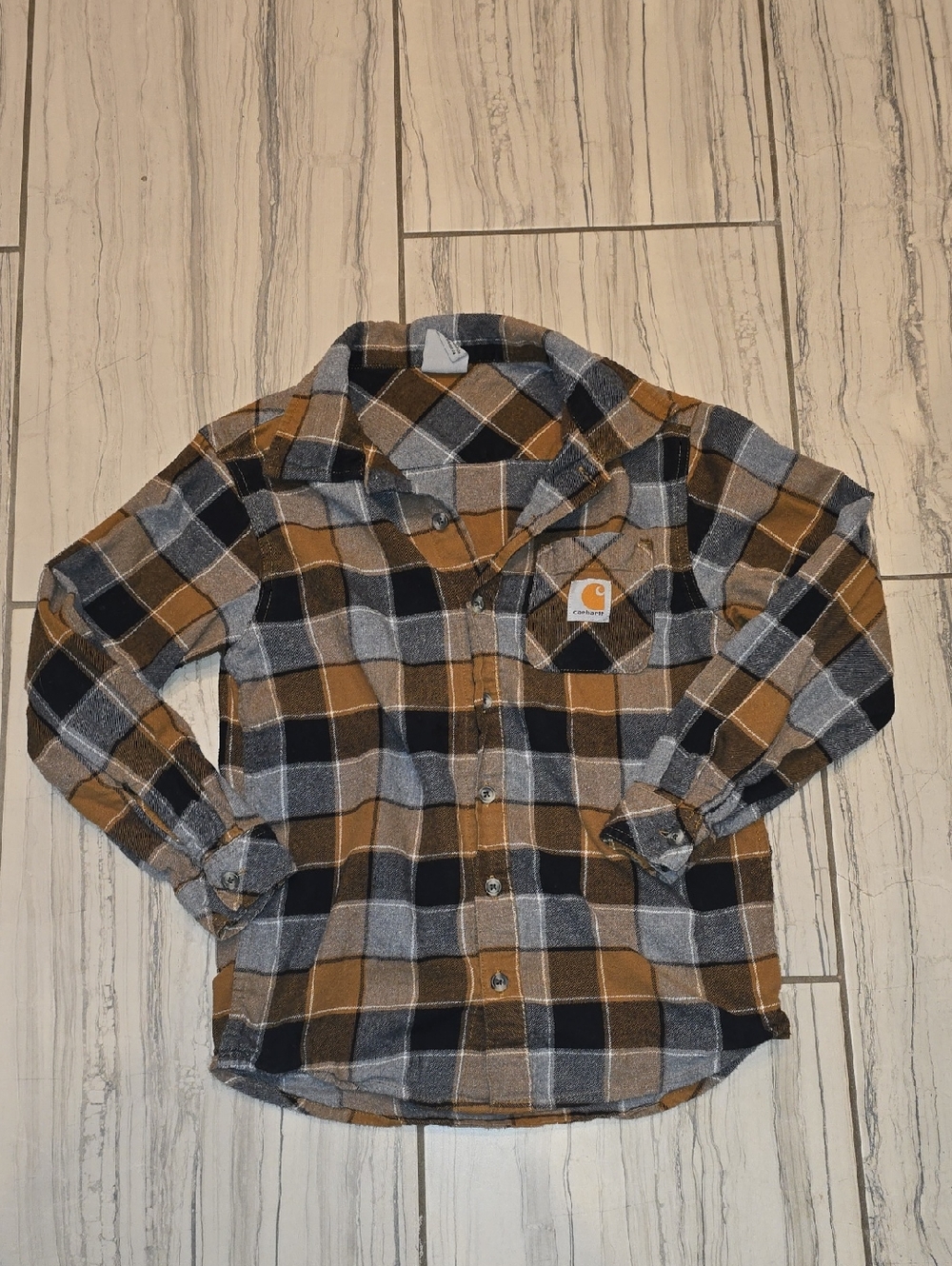 Carhartt Kids Brown & Black Plaid Flannel Shirt